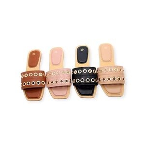 Stylish Slide Sandals with Grommet Detail Bundle of 3 pairs.